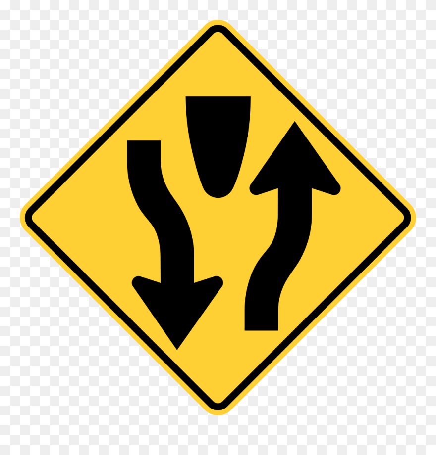 File Mutcd W Svg - Start Of A Divided Highway Sign Clipart