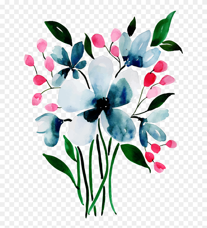 Letter D Design Floral Watercolor Clipart