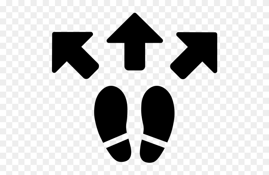 Icon Of Footprints With Three Arrows At The Top, Pointing - Choices Icon Clipart