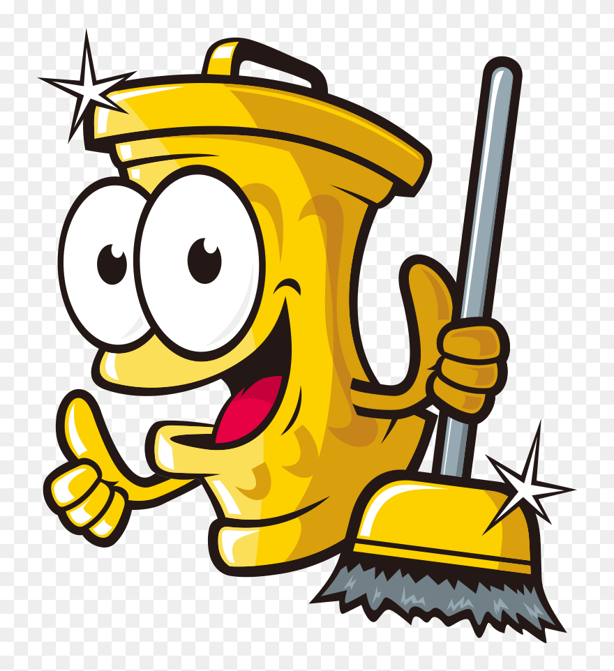 Cartoon Waste Illustration Sweeping - Yellow Garbage Bag Cartoon Clipart