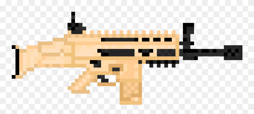 Bullet Drawing Scar - Pixelated Gun Png Clipart