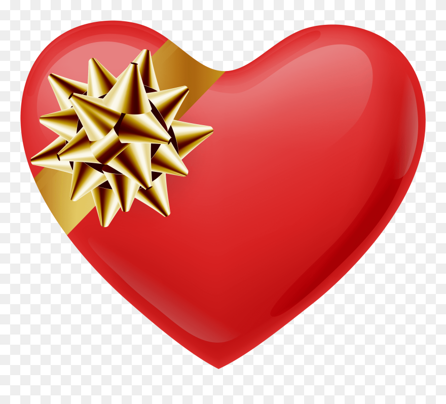 Heart With Gold Bow Transparent Png Image Clipart