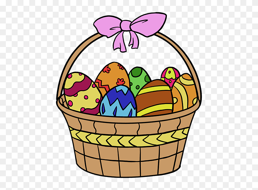 How To Draw Easter Basket - Easy Easter Egg Basket Drawing Clipart