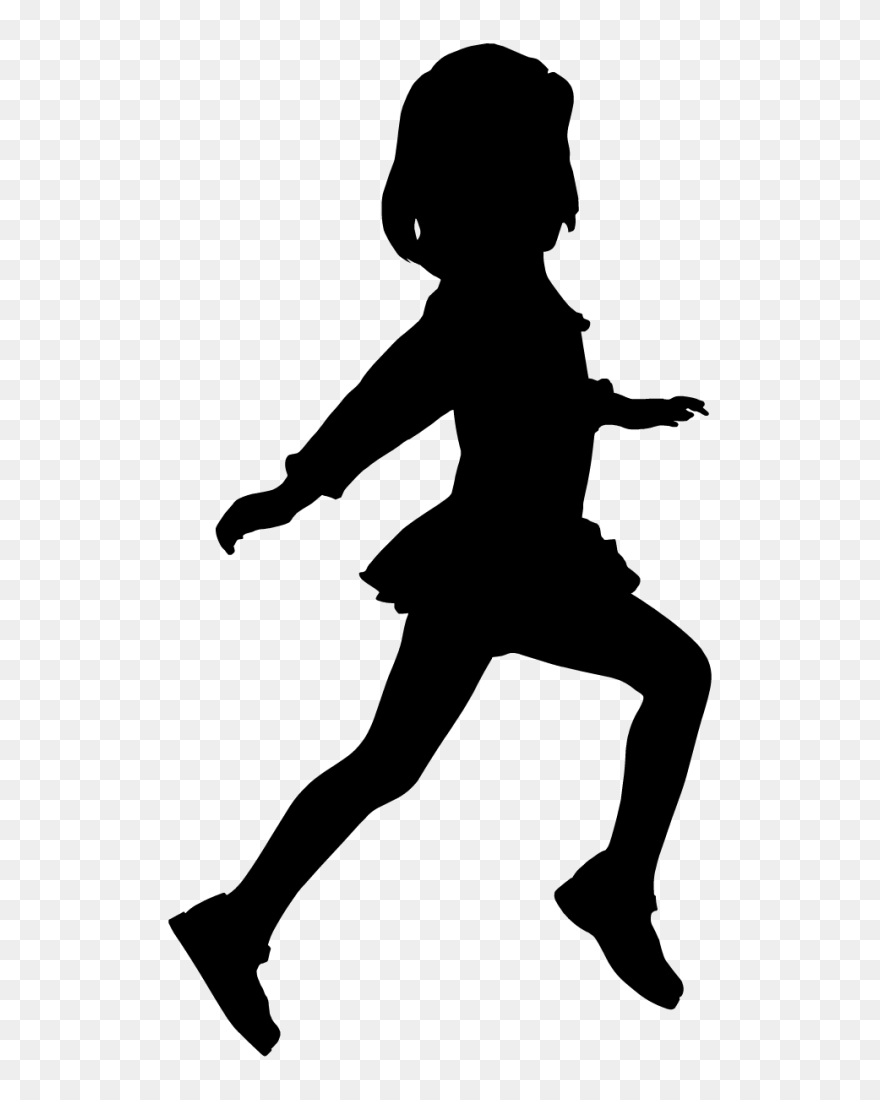 Child Dance Mural Woman Wallpaper - Child Girl Running Silhouette Clipart