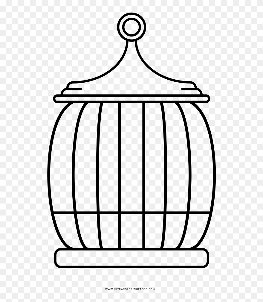 Bird Cage Coloring Page Clipart