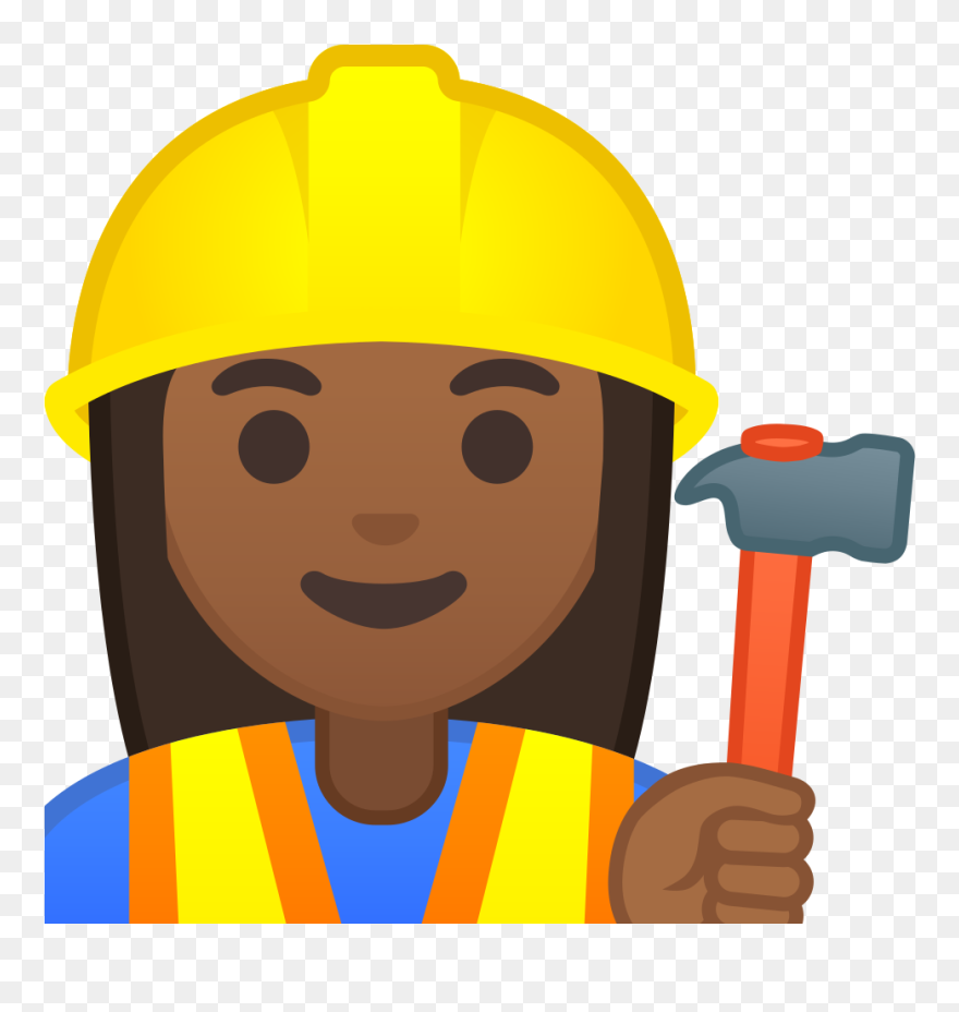 Woman Construction Worker Medium Dark Skin Tone Icon - Emoji Construction Worker Clipart
