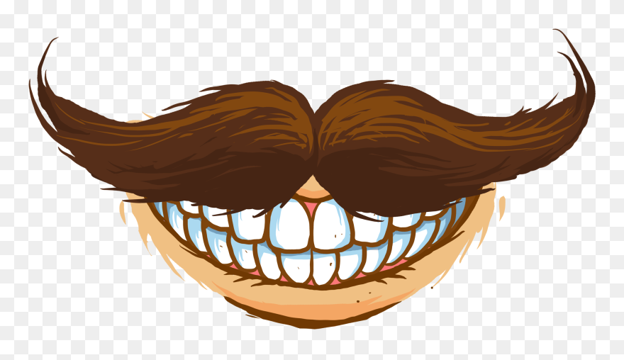 Jaw Mouth Cartoon Clip Art - Mouth With Mustache Clipart - Png Download