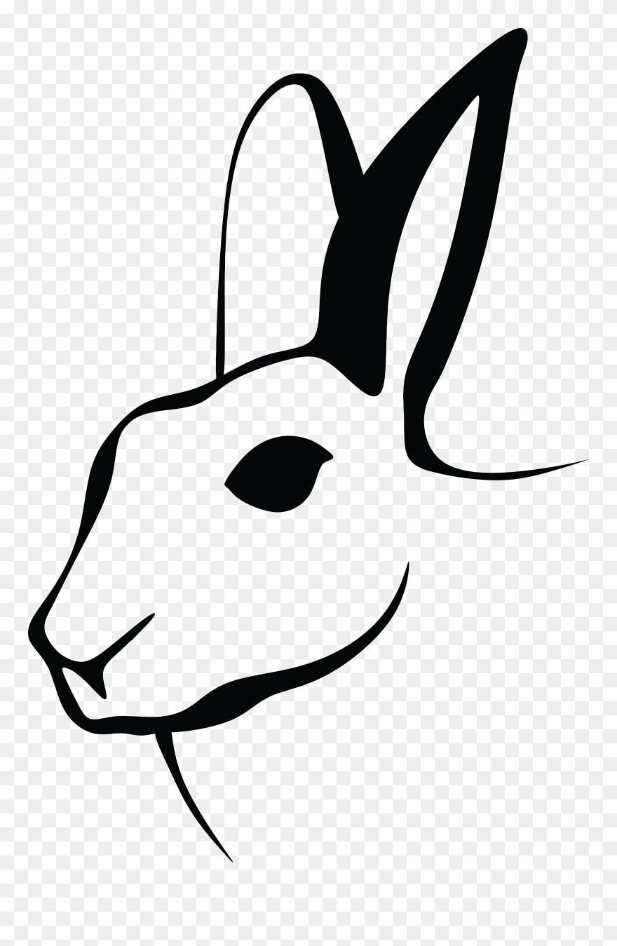 Free Clipart Of A Black And White Rabbit Head - Rabbit Silhouette Png Head Transparent Png