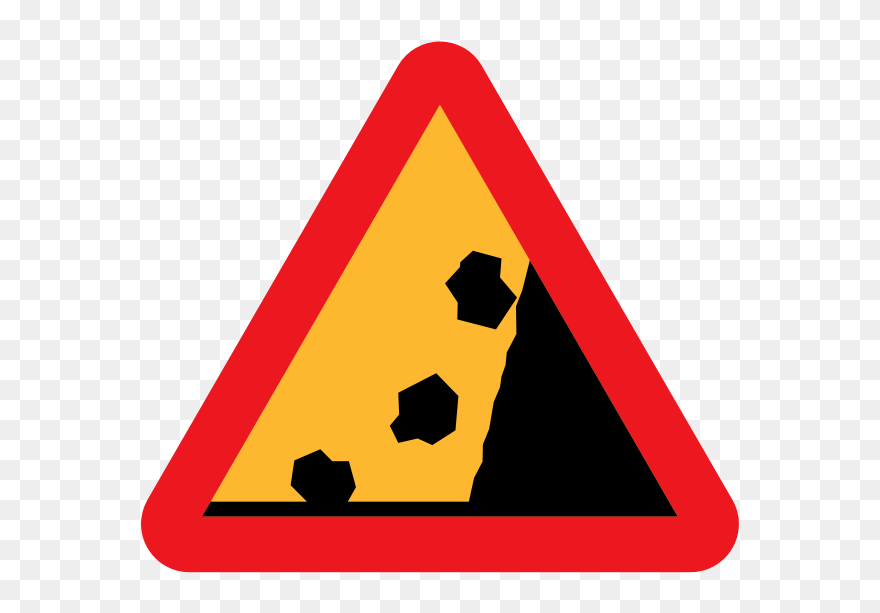 Falling Rocks Vector Sign - Transparent Landslide Clipart - Png Download