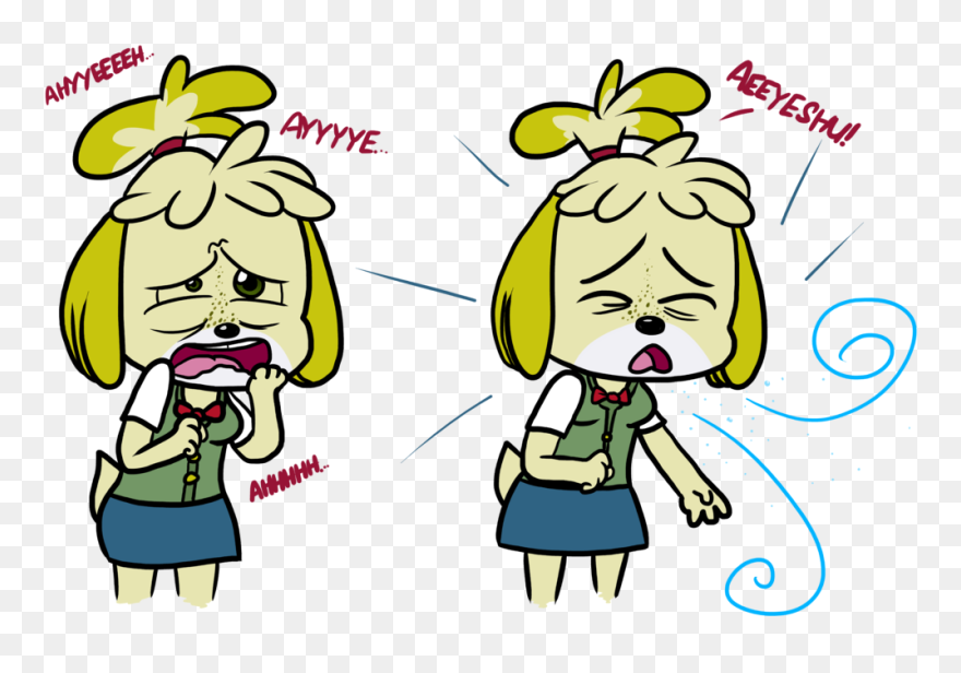 228kib, 1024x667, Sneeze - Animal Crossing Isabelle Sick Clipart