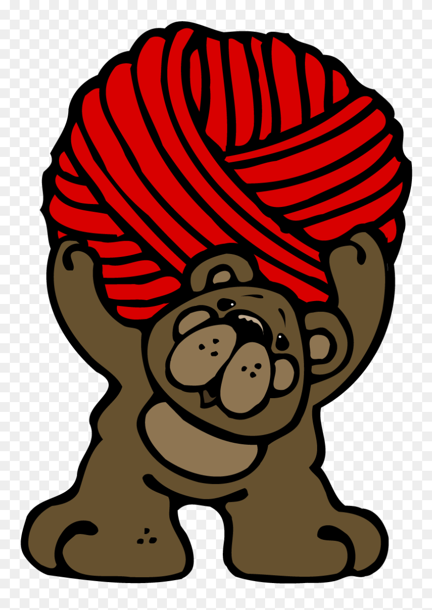 Png Bear With Ball Of Red Yarn Clipart