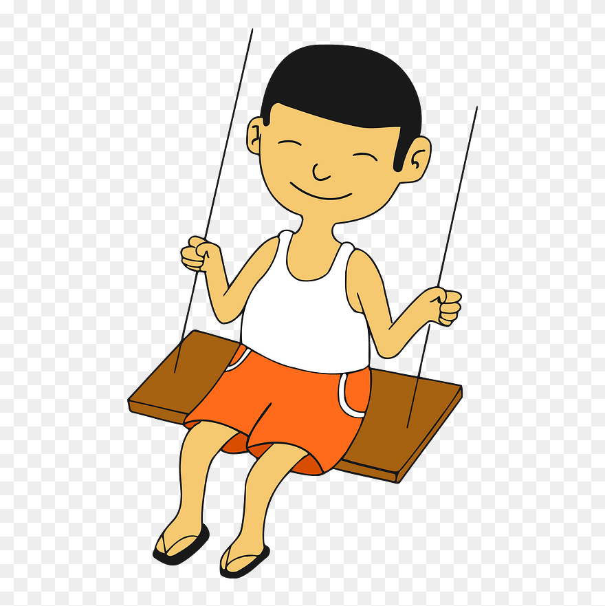 Boy On Swing Clipart - Boy Swinging Clipart - Png Download