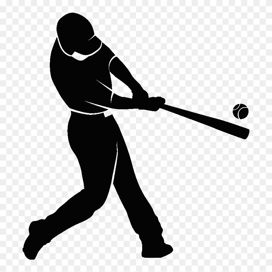Baseball Bats Home Run Baseball Player Stencil - Baseball Stencil Clipart