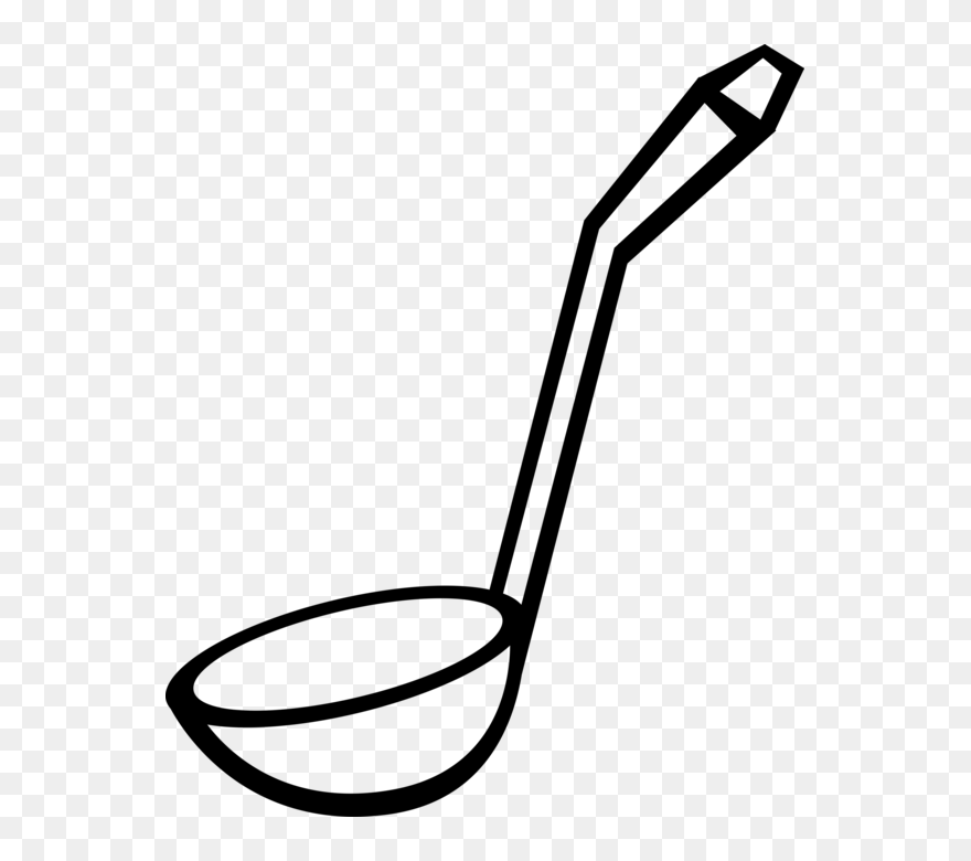 Vector Illustration Of Kitchen Kitchenware Soup Ladle - Serving Spoon Clipart Black And White - Png Download