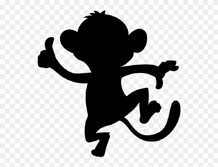Monkey Silhouette Monkey Silhouette Monkey Silhouette - Silhouette Monkey Clipart Black And White - Png Download