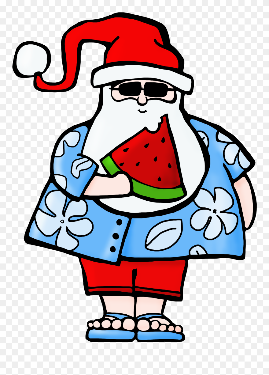 Watermelon Santa Color Clipart