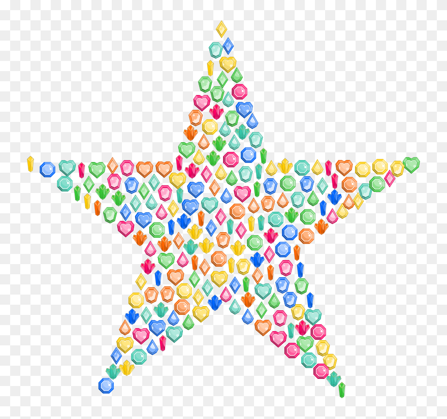 Colorful Gems Star - Jewellery Clipart