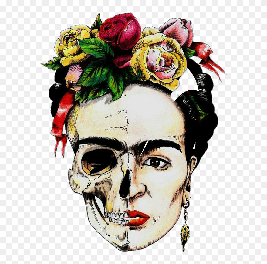 Colorful Frida Kahlo Fridakahlo Beautiful Mexicanskull - Frida Kahlo Clipart