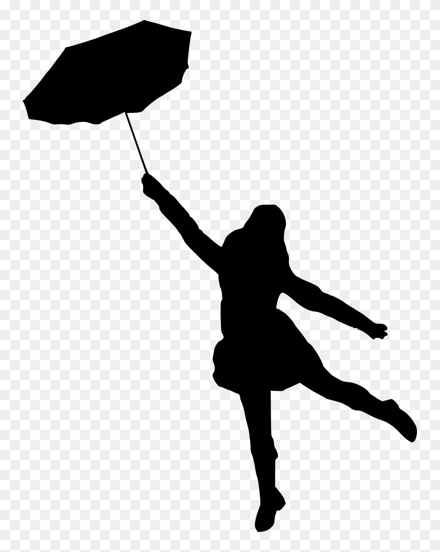 Silhouette Umbrella - Girl Umbrella Silhouette Png Clipart