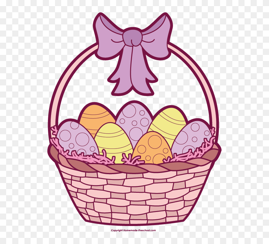 Easter Basket Clip Art - Easter Eggs In A Basket Drawing - Png Download