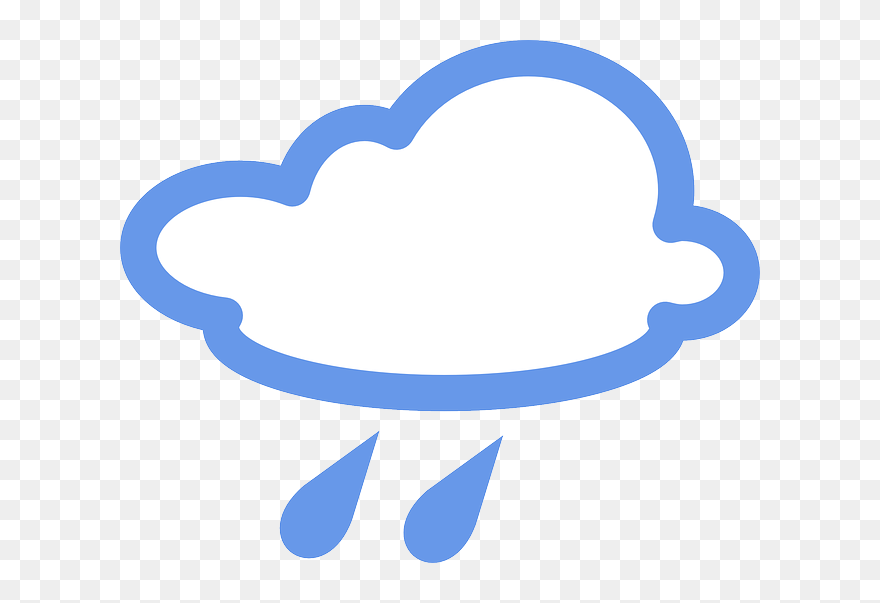 Cloudy, Rainy, Rain, Drops, Raindrops, Clouds, Overcast - Windy Weather Symbol Clipart - Png Download