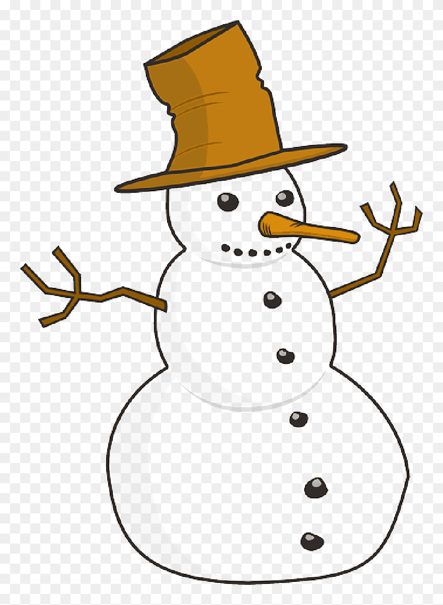 Winter, Christmas, Snowman, Snow, Xmas, Cold - Transparent Snowman Clipart Black And White - Png Download