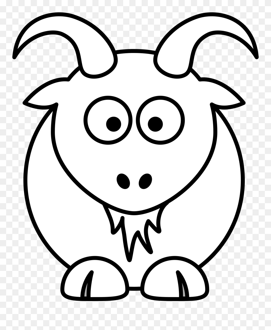 Animal Line Drawings Black - Cute Ram Clipart Black And White - Png Download
