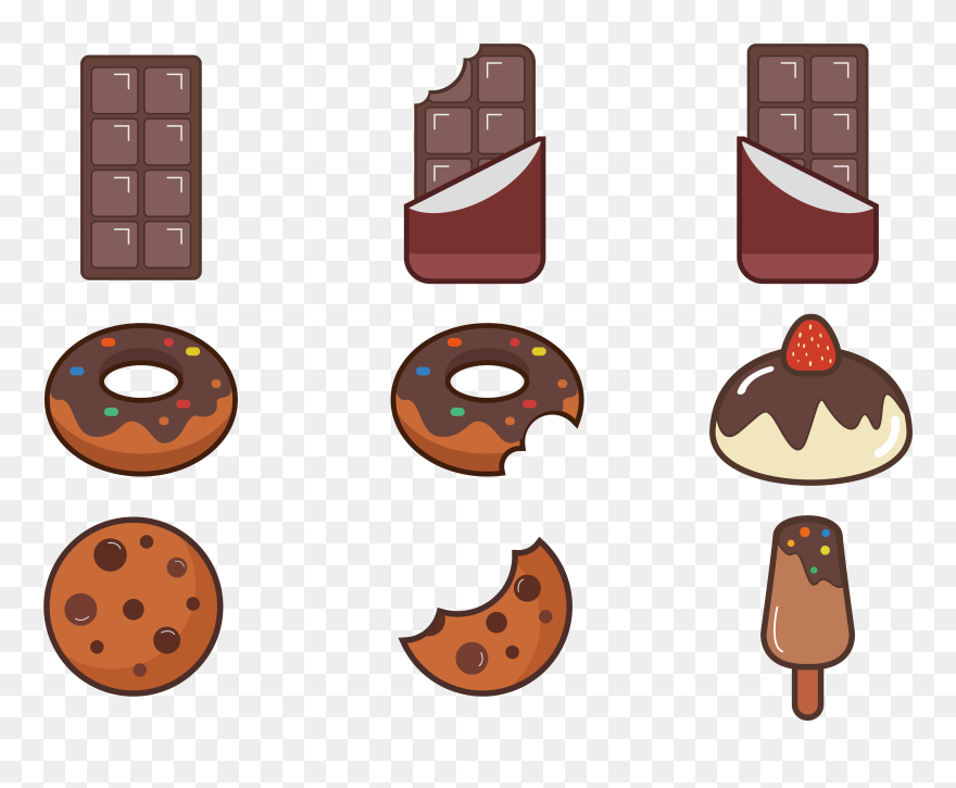 Cute Cartoon Icon Emoji Png Flowers Fruit Donut Food - Cute Cartoon Chocolate Png Clipart