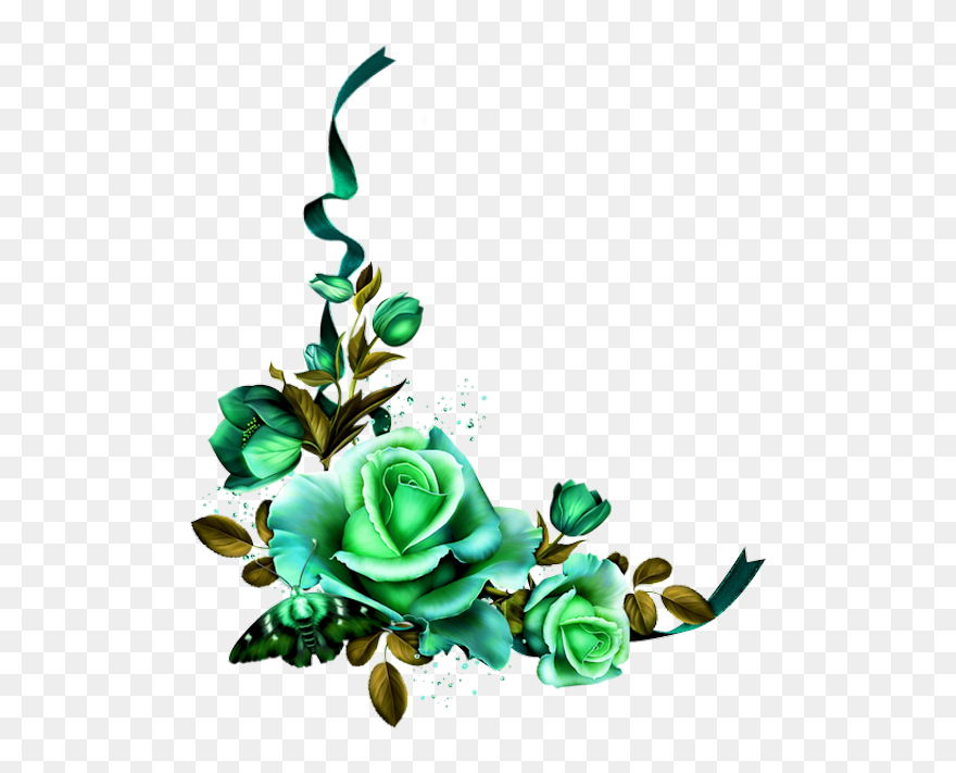 Coins Bordures - Emerald Green Flower Border Clipart