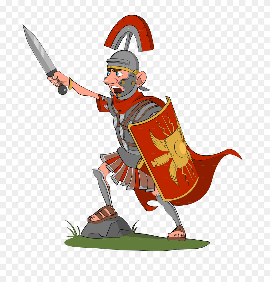 Transparent Warriors Clipart - Cartoon Roman Soldier - Png Download