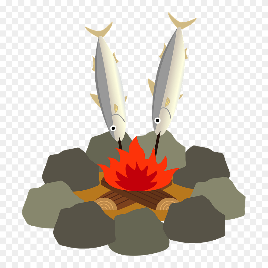 Bonfire Grilled Fish Clipart - 焼き魚 イラスト た きび - Png Download