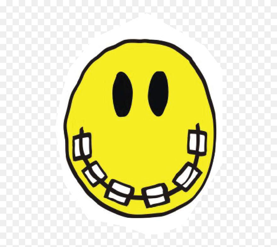 Yellow Smiley Face With Braces - Braces Clipart