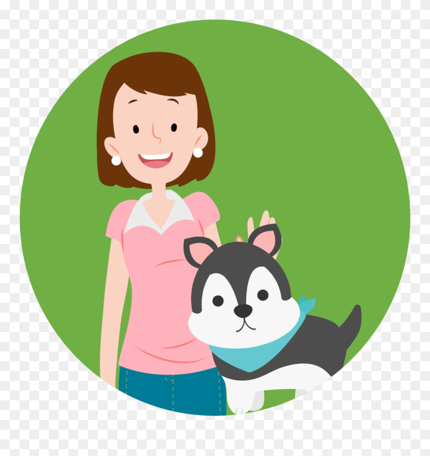Pet Owner Green - Pet And Owner Cartoon Clipart