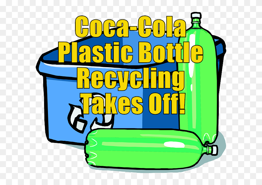 Coca Cola Plastic Bottle - Cartoon Recycling Bin Clipart