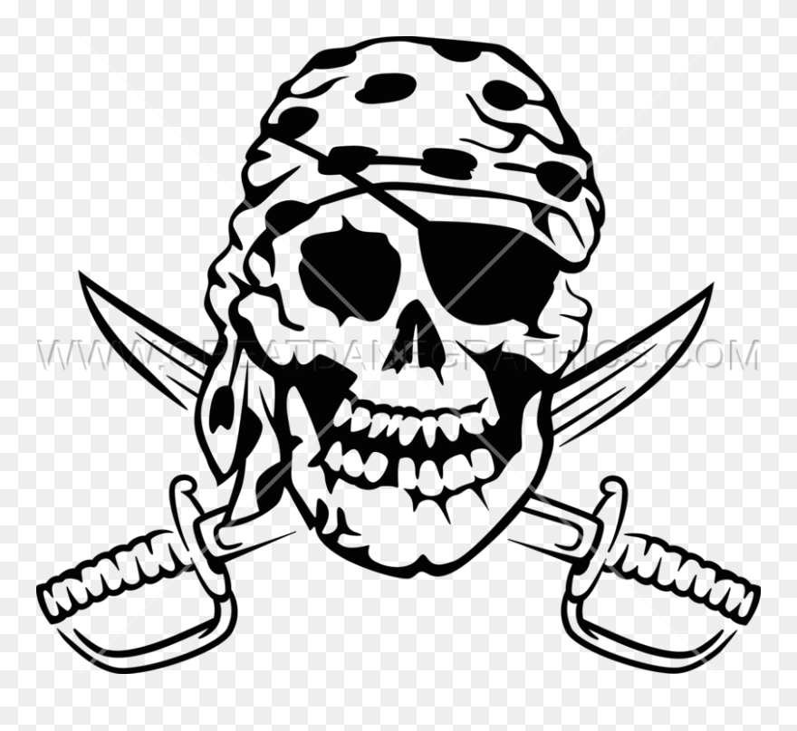 Clipart Skull Bandana - Tengkorak Hitam Putih - Png Download