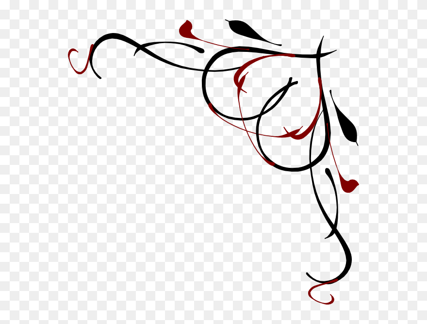Heart Vine Corner Red And Black Hi Topright - Heart Clipart Vine - Png Download
