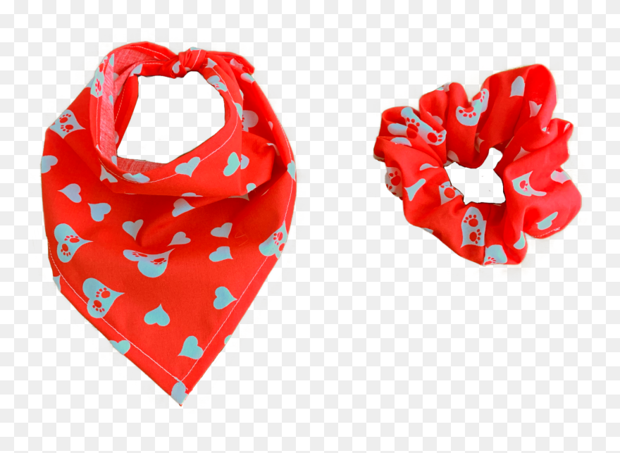 Puppy Heart Bandana Set With Scrunchie Clipart