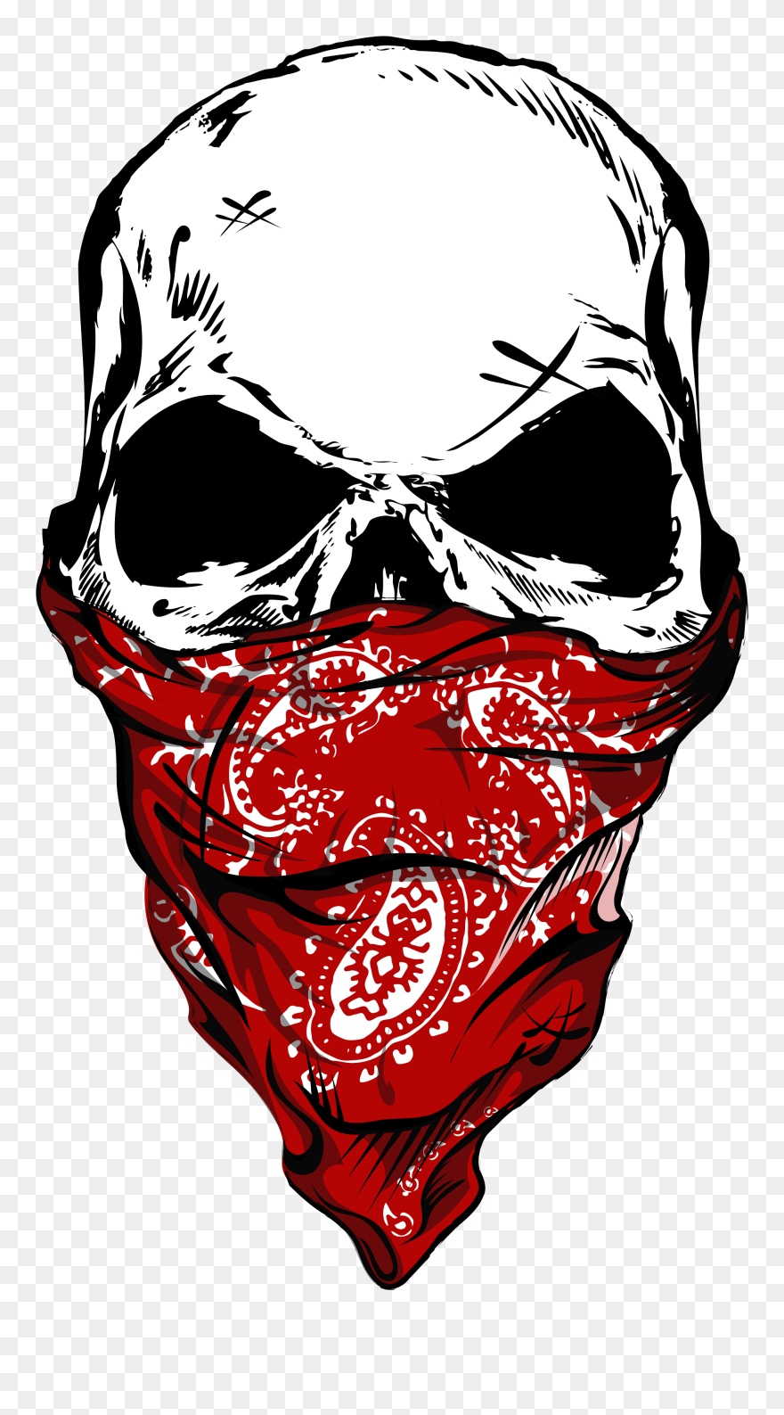 Skull With Red Bandana Clipart