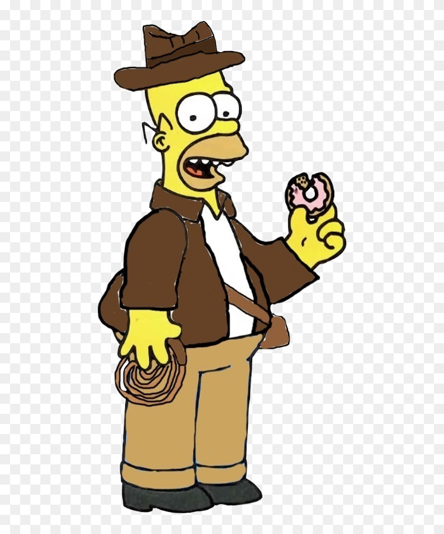 Indiana Jones Clipart Simpson - Homer Simpson Eating A Donut - Png Download