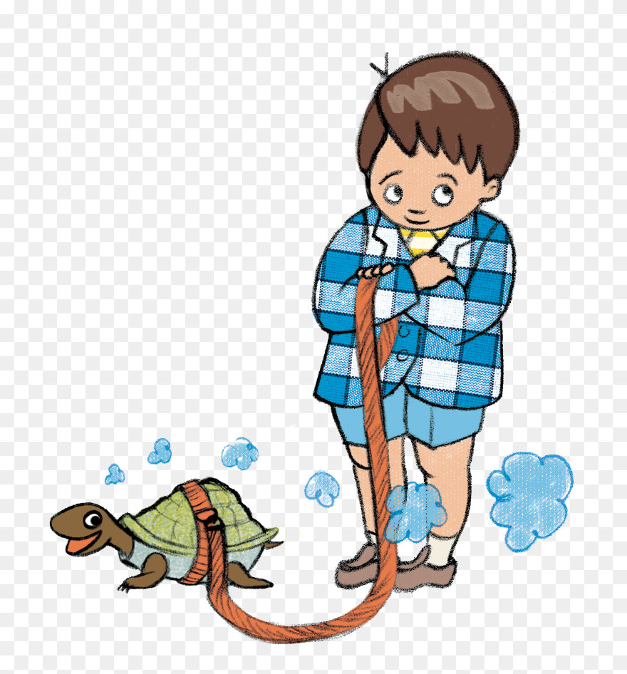 Sammy With Turtle On Leash - Cartoon Turtle On A Leash Clipart