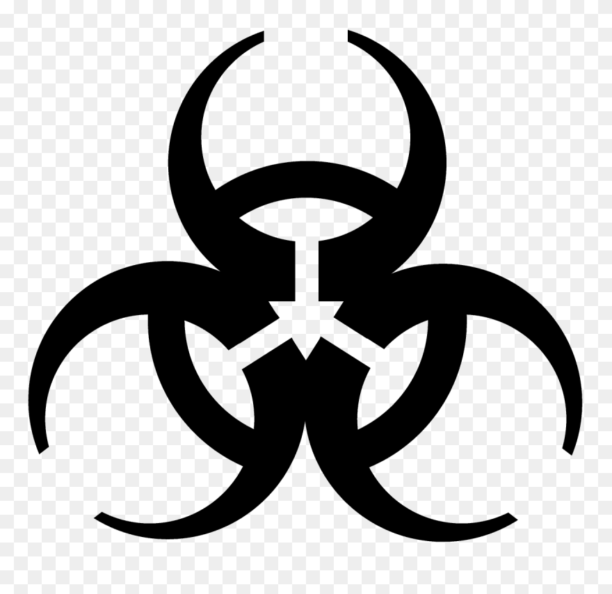 Black And White Radioactive Decay Clip Art - Covid 19 Hazard Sign - Png Download