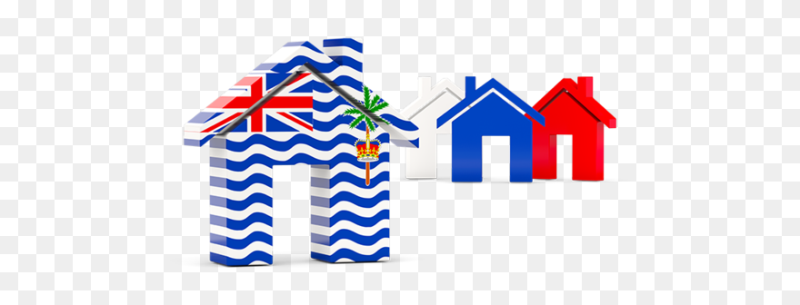 Three Houses With Flag - Flag Of The British Indian Ocean Territory Clipart