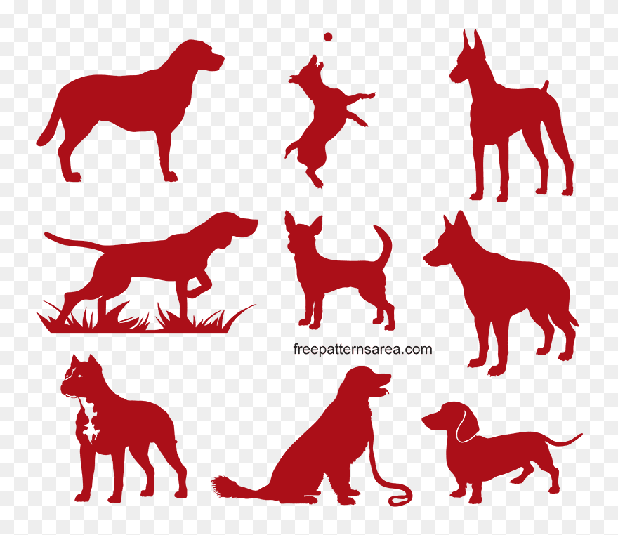 Dogs Silhouettes Clip Art - Png Download