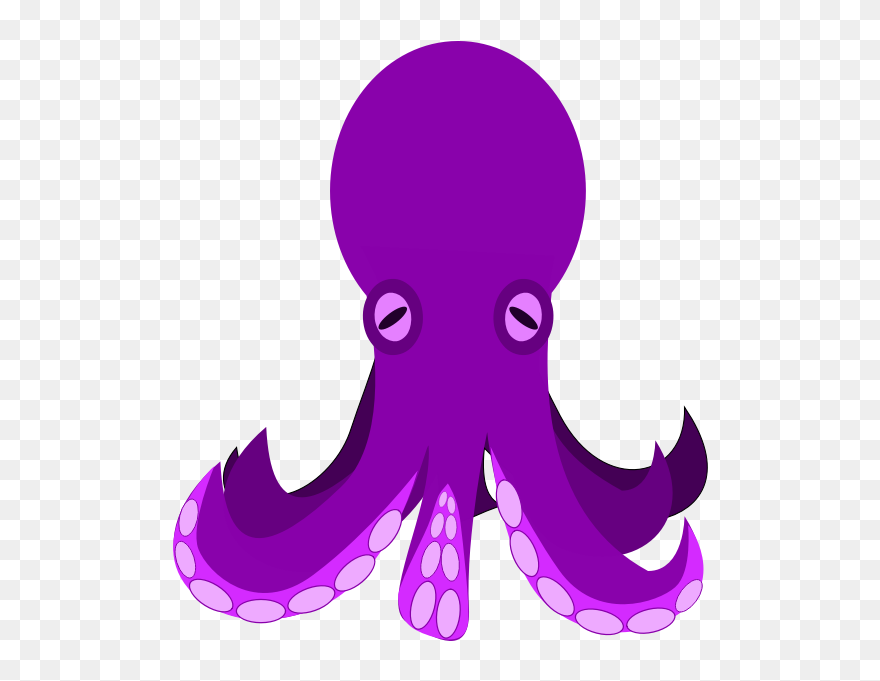 Cartoon Octopus Vector Illustration - Purple Octopus Clipart - Png Download
