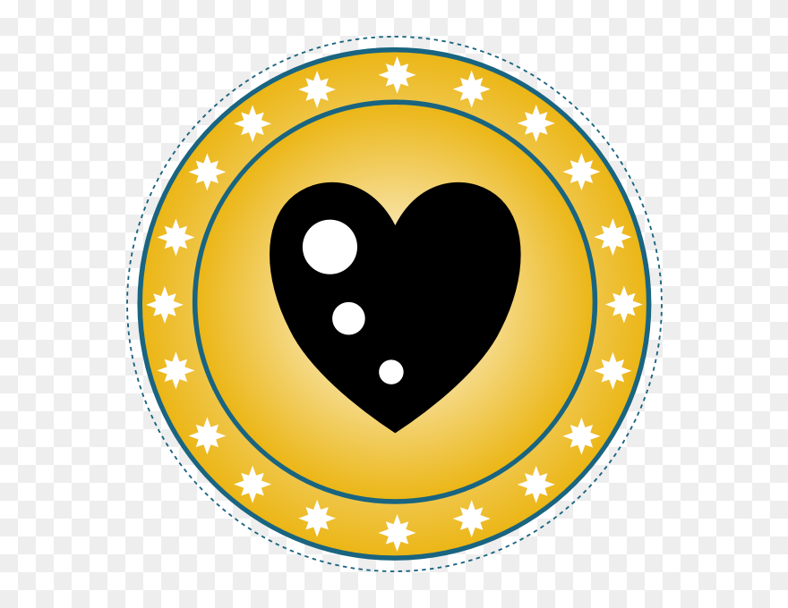 Yellow Heart Badge Vector Graphics - Circle Dragon Png Logo Clipart