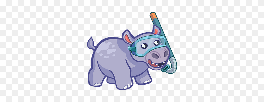 Hippo In Diving Mask Clipart - Намалювати Гіпопотама - Png Download