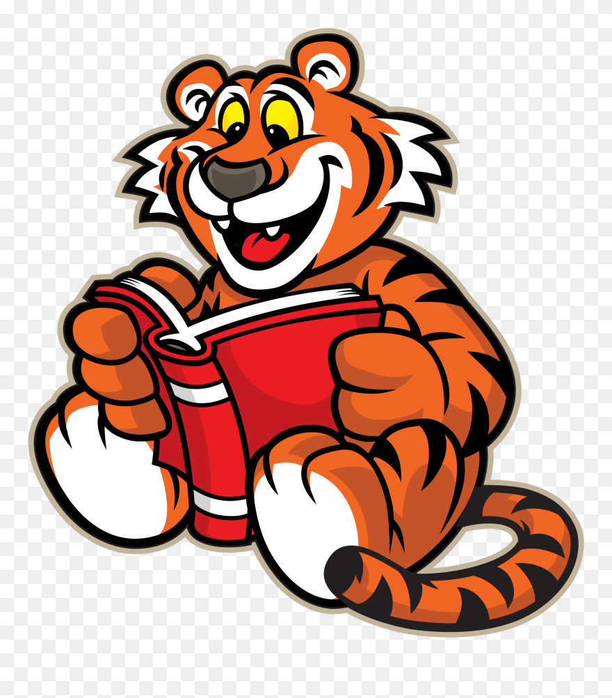 Tiger Clipart School - Tiger Reading A Book Clipart - Png Download