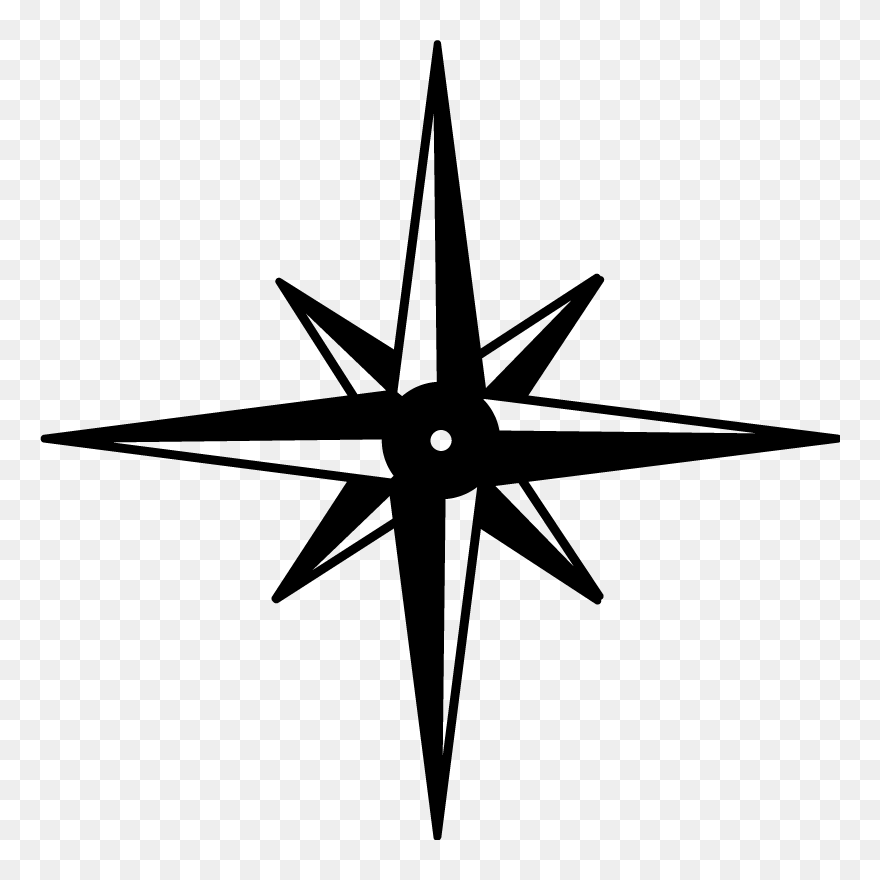 Travel Rose Compass Wall Decal - 8 Point Star Icon Clipart
