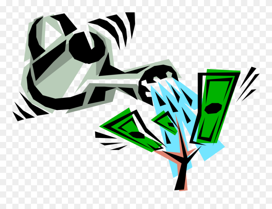 Vector Illustration Of Water Can Watering Money Tree - Money Tree Clip Art - Png Download
