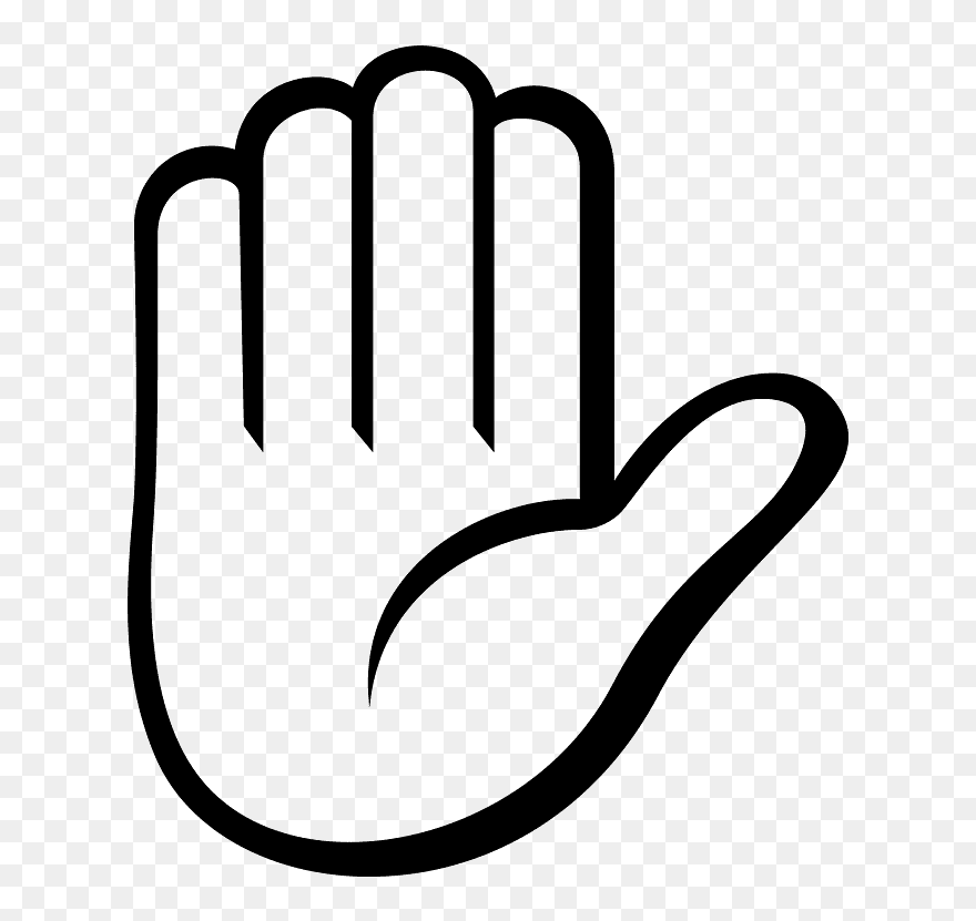 Download Raised Hand Emoji Clipart - Hand Emoji Black And White - Png